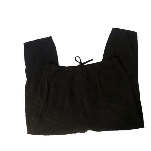 American Eagle Relaxed Drawstring Casual Pant Sz. 14 Black Straight Leg Pockets - Picture 2 of 4